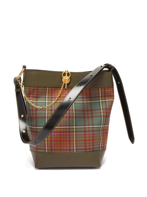 Matchesfashion.com Jw Anderson - Keyts Leather Trimmed Tartan Tote - Womens - Khaki Multi