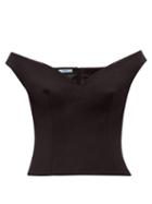 Matchesfashion.com Prada - Off The Shoulder Wool Gabardine Top - Womens - Black