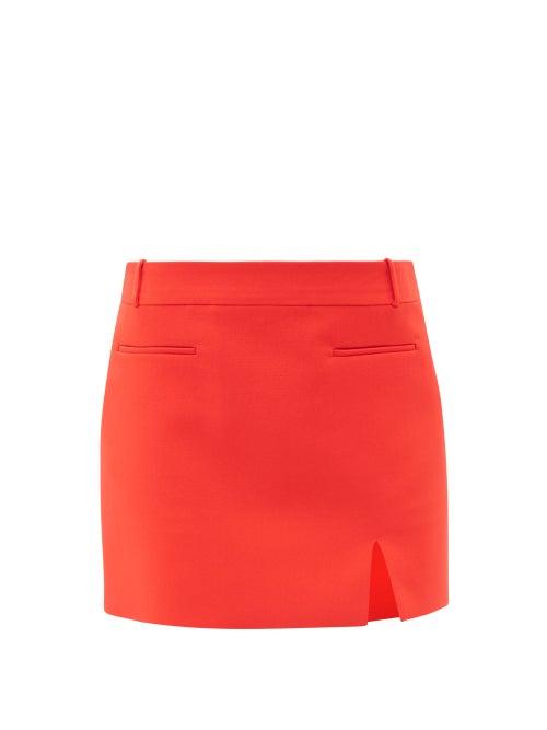 Ladies Rtw The Attico - Front-slit Crepe Mini Suit Skirt - Womens - Red