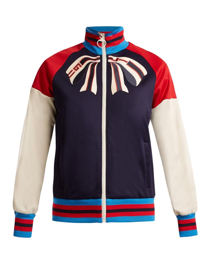 Gucci Bow-appliqu Zip-through Jersey Track Top