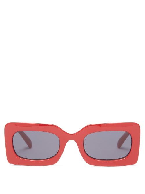 Le Specs X More Joy - Rectangular Recycled Sunglasses - Womens - Red