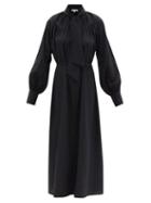 Ladies Beachwear Fil De Vie - Nerio Neck-tie Batiste Maxi Dress - Womens - Black