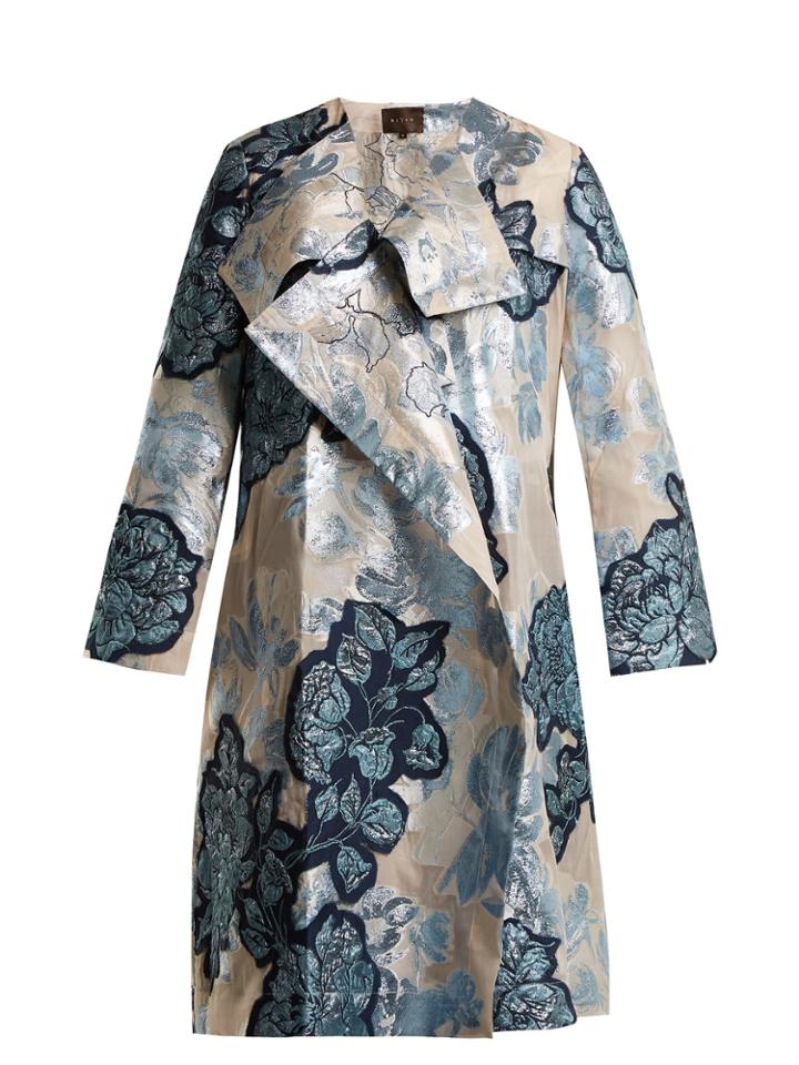 Biyan River Floral-jacquard Organza Coat