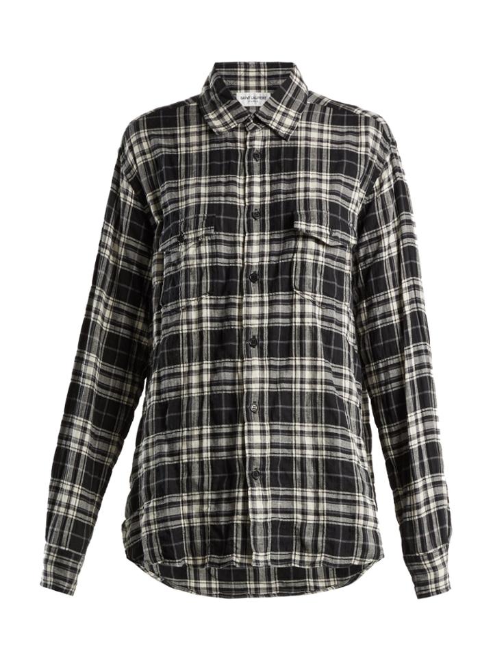 Saint Laurent Plaid Cotton Shirt