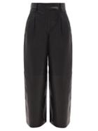 Khaite - Maarte High-rise Leather Wide-leg Trousers - Womens - Black