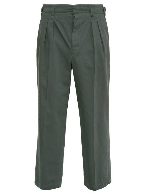 Lemaire - Pleated Twill Trousers - Mens - Dark Green
