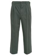 Lemaire - Pleated Twill Trousers - Mens - Dark Green