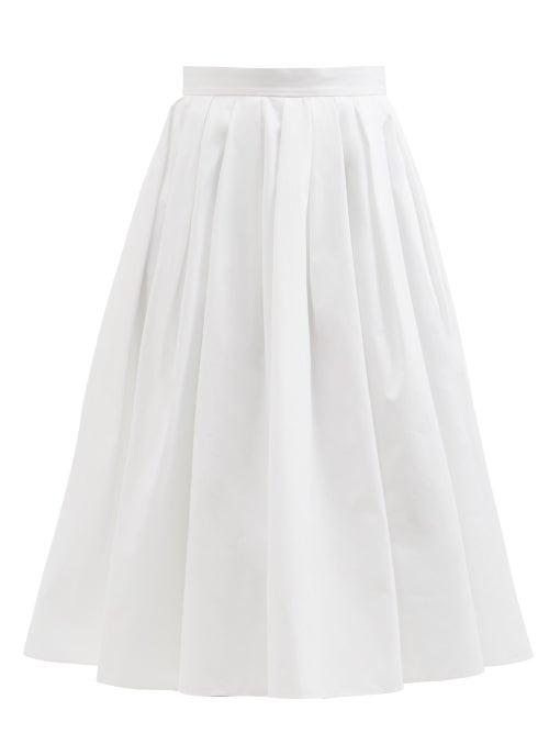 Alexander Mcqueen - Pleated Cotton Circle Skirt - Womens - White