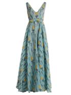Luisa Beccaria Floral-embossed Silk-blend Gown