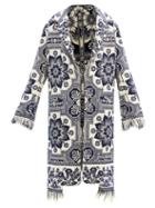 Matchesfashion.com Mimi Prober - Corinne Floral-jacquard Upcycled Cotton Coat - Womens - Blue