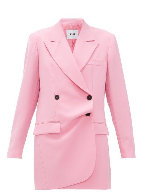 Matchesfashion.com Msgm - Misalinged Double Breasted Wool Mini Dress - Womens - Pink