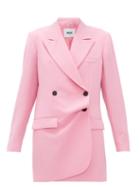 Matchesfashion.com Msgm - Misalinged Double Breasted Wool Mini Dress - Womens - Pink