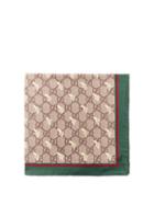 Mens Accessories Gucci - Gg And Banana-jacquard Silk Pocket Square - Mens - Green Red