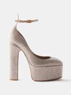 Valentino Garavani - Tan-go 155 Crystal And Suede Platform Pumps - Womens - Bronze