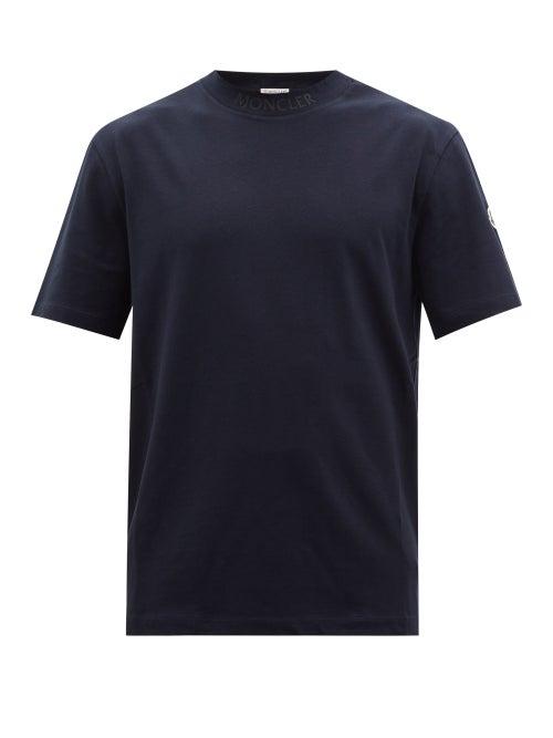 Moncler - Logo-jacquard Cotton-jersey T-shirt - Mens - Dark Navy