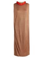 Matchesfashion.com Toga - Ruffled Trim Fine Knit Dress - Womens - Camel