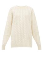 Matchesfashion.com The Row - Minorj Cable Knit Cashmere Blend Sweater - Womens - Ivory
