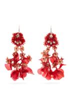 Matchesfashion.com Biyan - Tatia Flower Beaded Earrings - Womens - Red