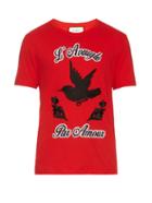 Gucci Hummingbird-appliqu Cotton-jersey T-shirt
