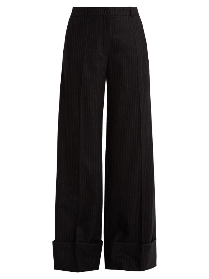 Nina Ricci Pinstriped Wide-leg Stretch-wool Trousers