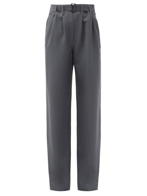 Matchesfashion.com Lemaire - High-rise Belted Wide-leg Trousers - Womens - Dark Grey