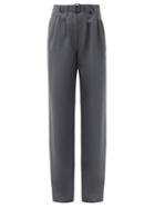 Matchesfashion.com Lemaire - High-rise Belted Wide-leg Trousers - Womens - Dark Grey