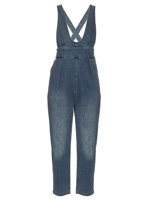 Tibi Cropped-leg Denim Dungarees