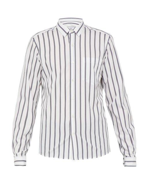Matchesfashion.com Ami - Striped Cotton Shirt - Mens - White Multi