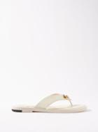 Gucci - Nadeline Gg-logo Leather Flat Sandals - Womens - White