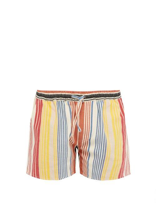 Matchesfashion.com Marrakshi Life - Striped Mid Rise Cotton Blend Shorts - Mens - Multi