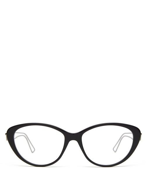Matchesfashion.com Balenciaga - Metal Arms Cat Eye Acetate Glasses - Womens - Black