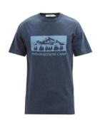 Maison Kitsun - Camp-print Cotton-jersey T-shirt - Mens - Navy