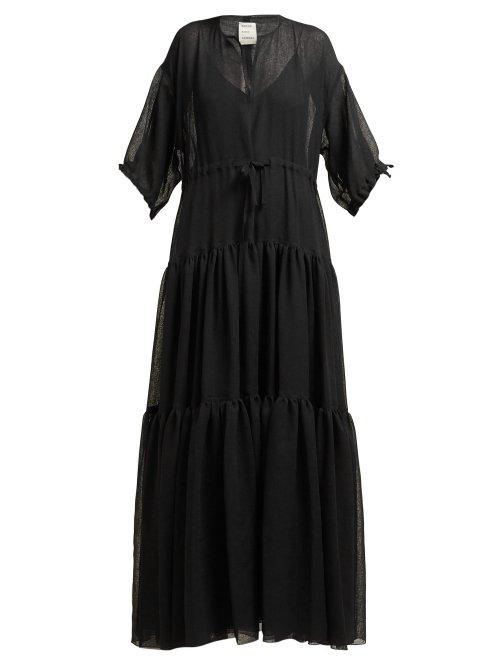 Matchesfashion.com Maison Rabih Kayrouz - Gauze Tiered Maxi Dress - Womens - Black