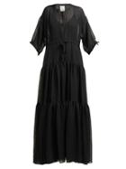Matchesfashion.com Maison Rabih Kayrouz - Gauze Tiered Maxi Dress - Womens - Black