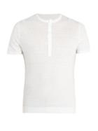 Matchesfashion.com 120% Lino - Henley Linen T Shirt - Mens - White