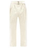 Matchesfashion.com Lemaire - Pleated Straight-leg Cotton Trousers - Mens - Cream