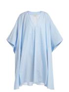 Matchesfashion.com Fendi - Striped Cotton Poplin Kaftan - Womens - Light Blue
