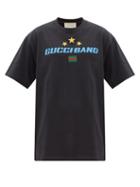 Matchesfashion.com Gucci - Logo-print Flag-embroidered Cotton T-shirt - Mens - Black