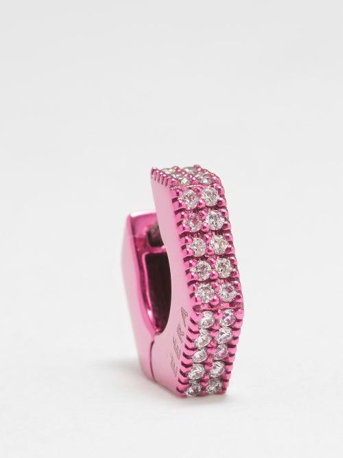 Era - Diamond & Coated 18kt Gold Single Earring - Womens - Pink Multi