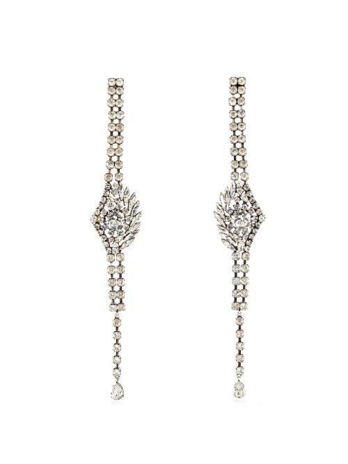 Matchesfashion.com Sonia Rykiel - Oversized Crystal Embellished Earrings - Womens - Silver