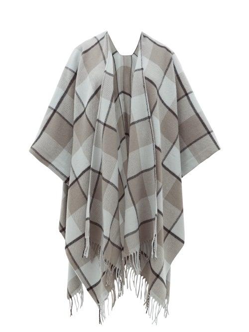 Matchesfashion.com Acne Studios - Cassiar Checked Wool Poncho - Womens - Grey