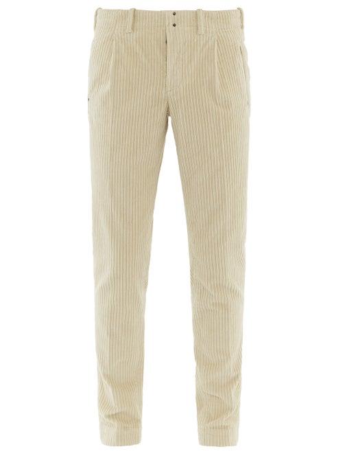 Matchesfashion.com Incotex - Tapered Leg Cotton Blend Corduroy Trousers - Mens - Beige