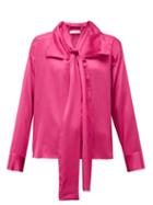 Matchesfashion.com Palmer//harding - Levelled Neck Tie Satin Blouse - Womens - Pink