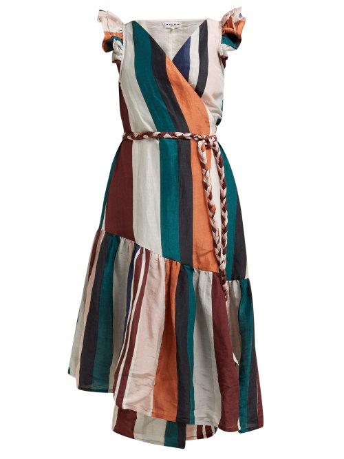 Matchesfashion.com Apiece Apart - Costa Del Sol Striped Linen Blend Wrap Dress - Womens - Multi
