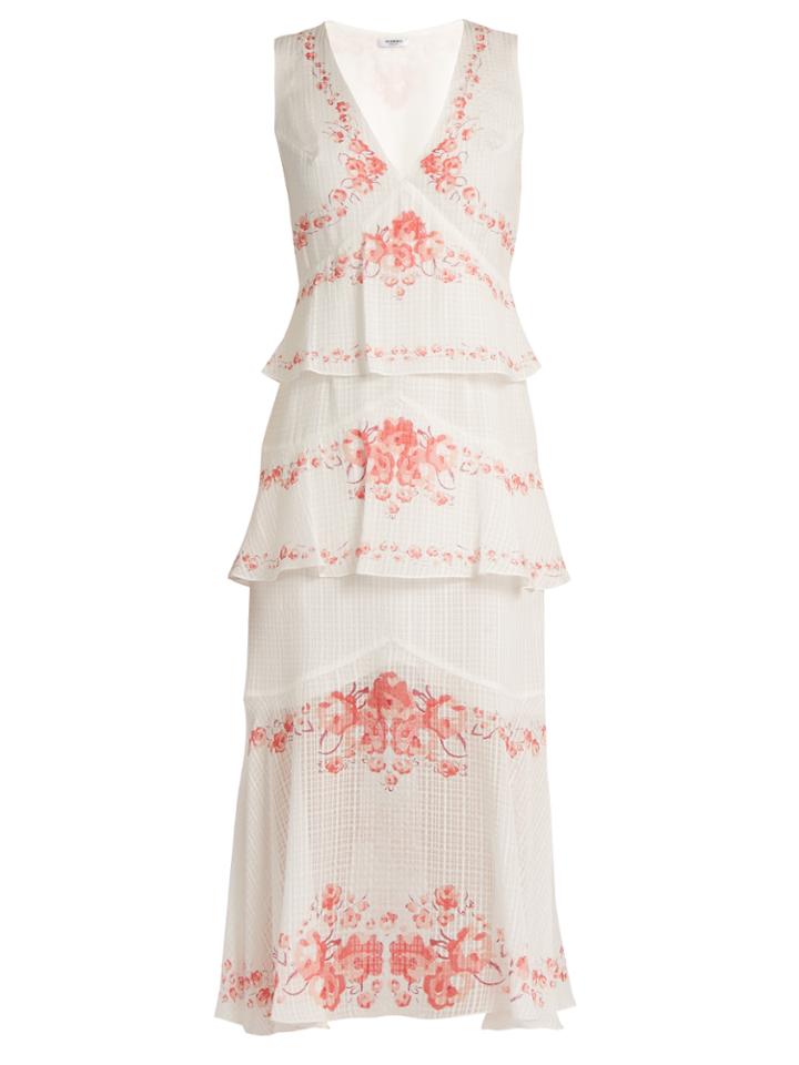 Vilshenko Greta Floral-print Tiered Silk Midi Dress