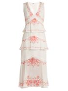 Vilshenko Greta Floral-print Tiered Silk Midi Dress