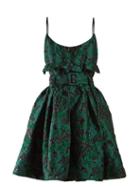 Matchesfashion.com Prada - Belted Satin Brocade Mini Dress - Womens - Green Multi