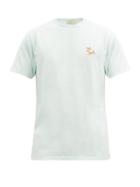 Matchesfashion.com Maison Kitsun - Chillax Fox-patch Cotton-jersey T-shirt - Mens - Light Green