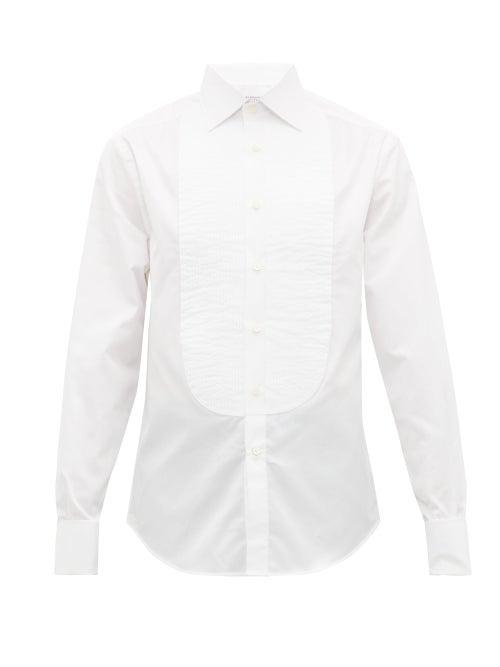 Matchesfashion.com Brunello Cucinelli - Pintucked Bib Cotton Twill Tuxedo Shirt - Mens - White