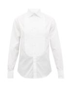Matchesfashion.com Brunello Cucinelli - Pintucked Bib Cotton Twill Tuxedo Shirt - Mens - White